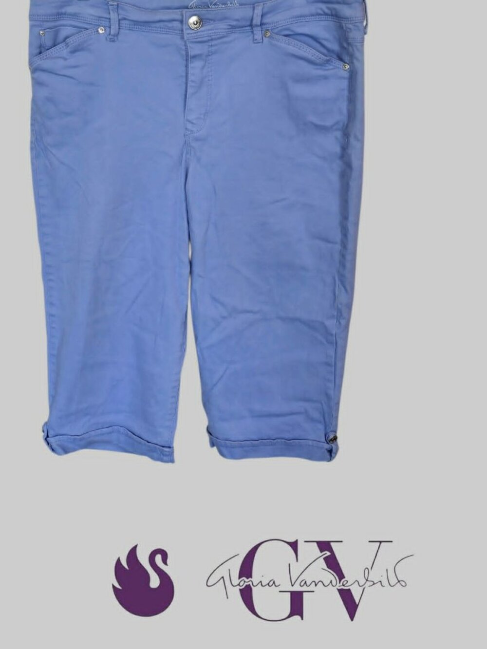 Gloria Vanderbilt  Skimmer Periwinkle Blue Casual  Capri Pants Womens Size 14